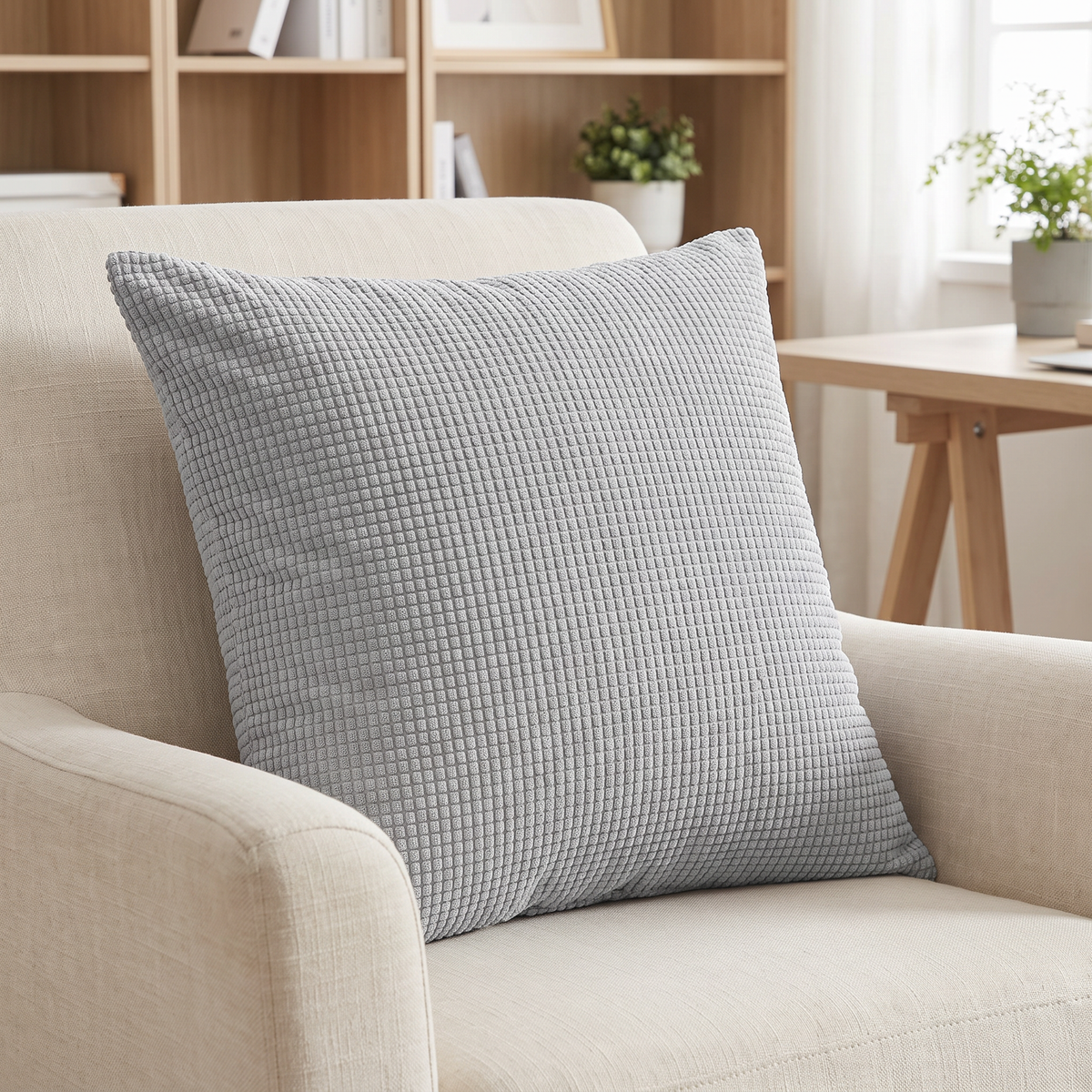 Chalk Cushion Case for Office in light grey