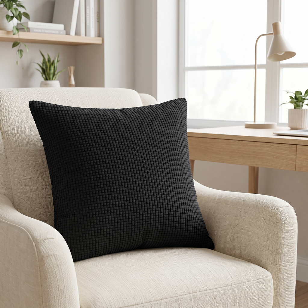 Chalk Cushion Case for Office in black