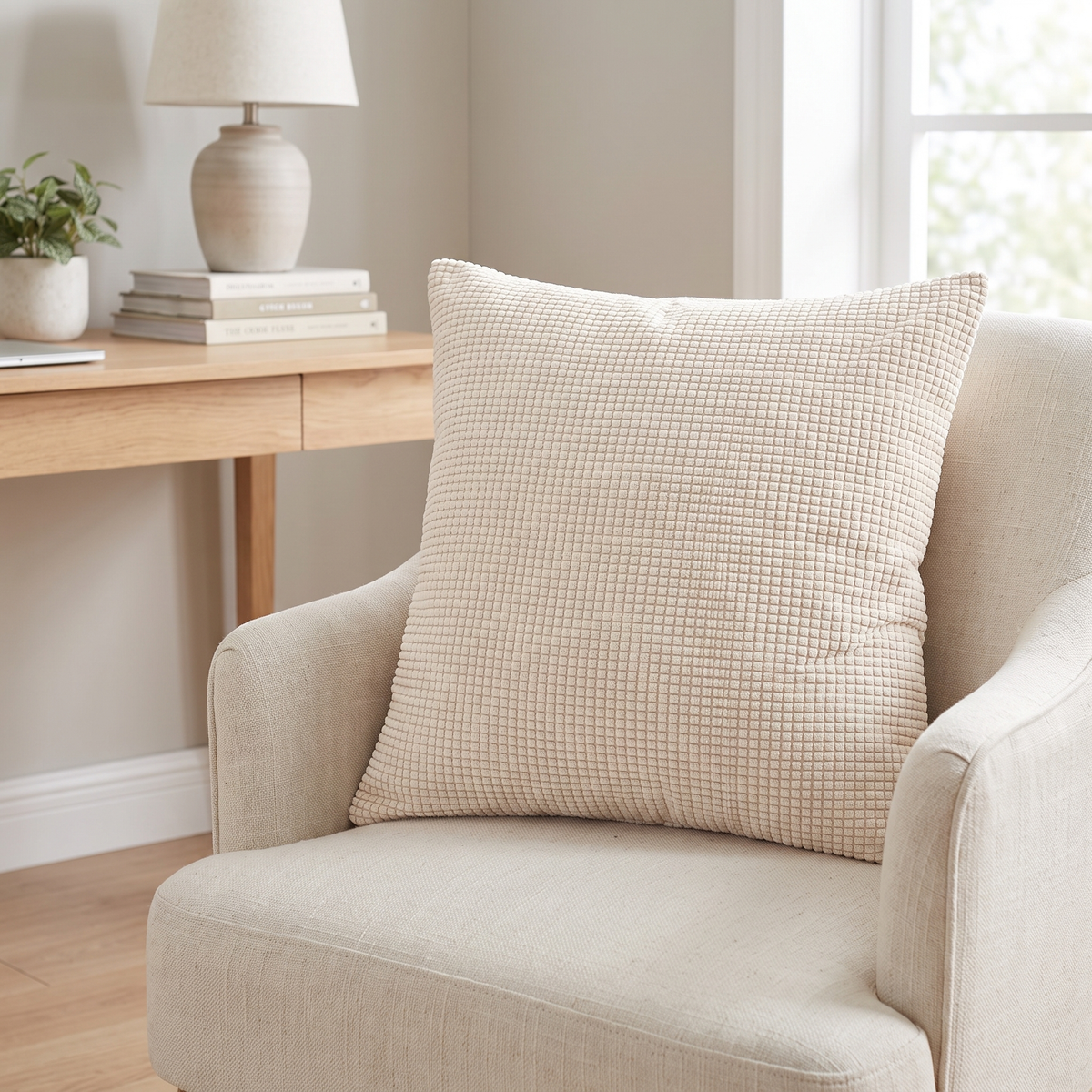 Chalk Cushion Case for Office in white