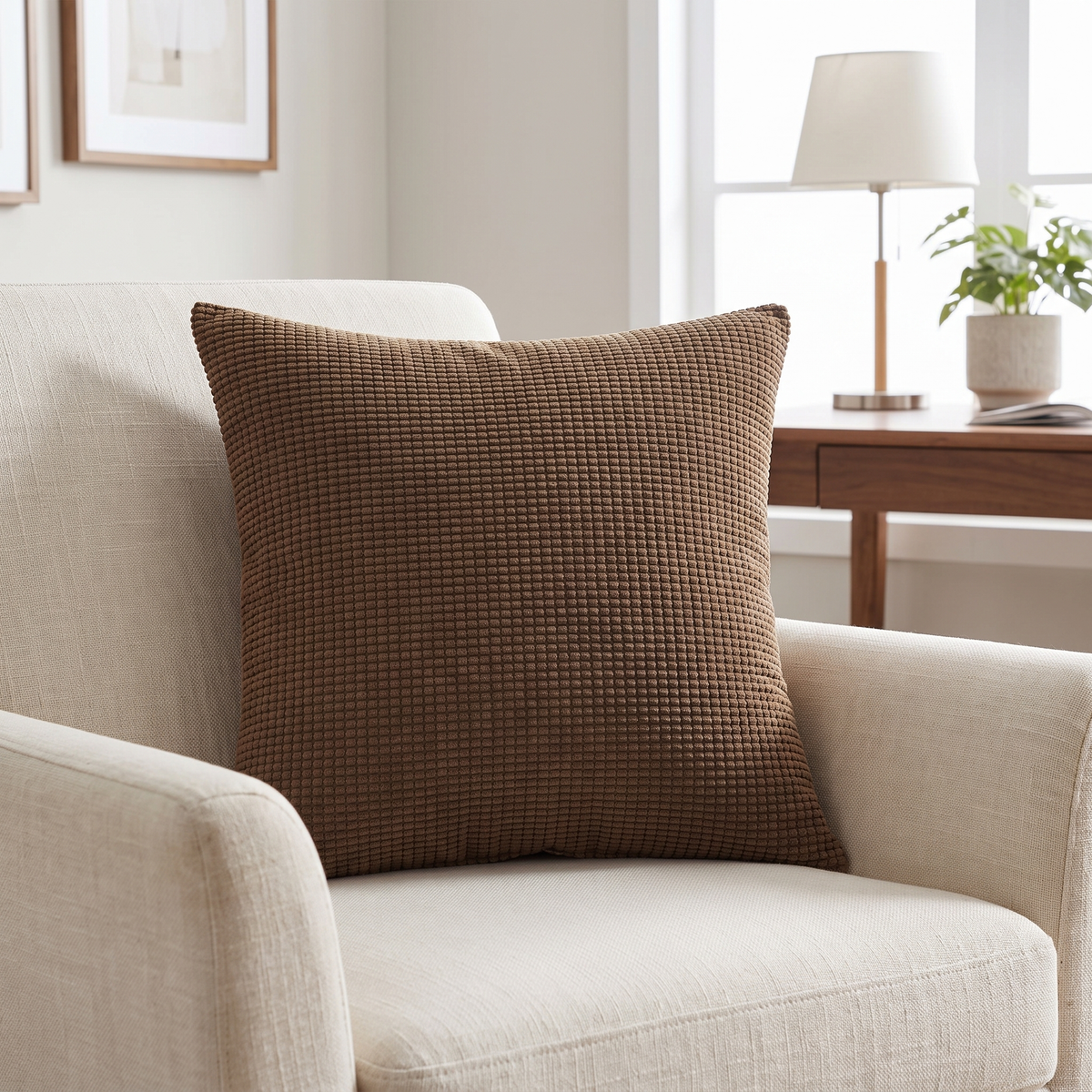 Chalk Cushion Case for Office in dark coffee