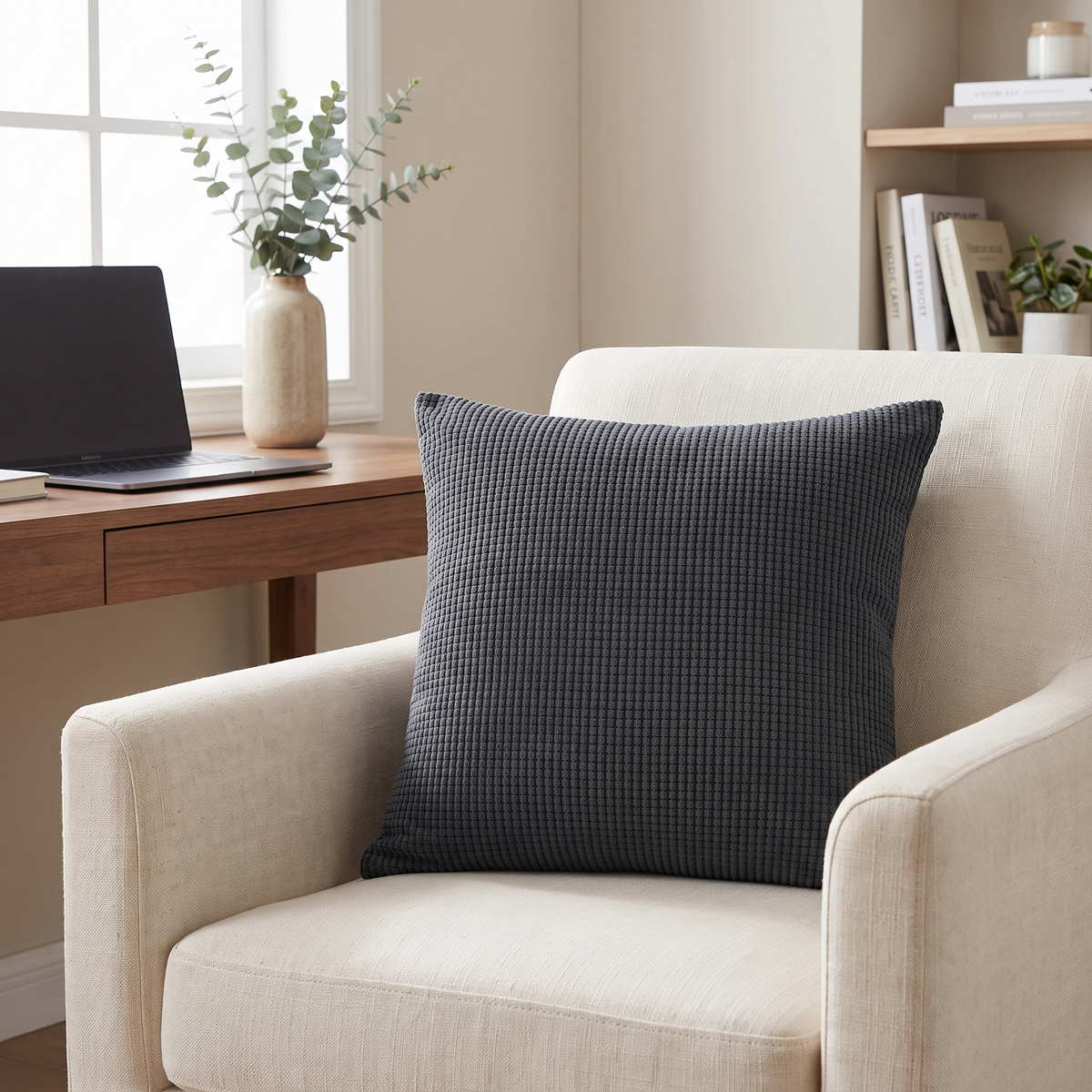 Chalk Cushion Case for Office in dark grey
