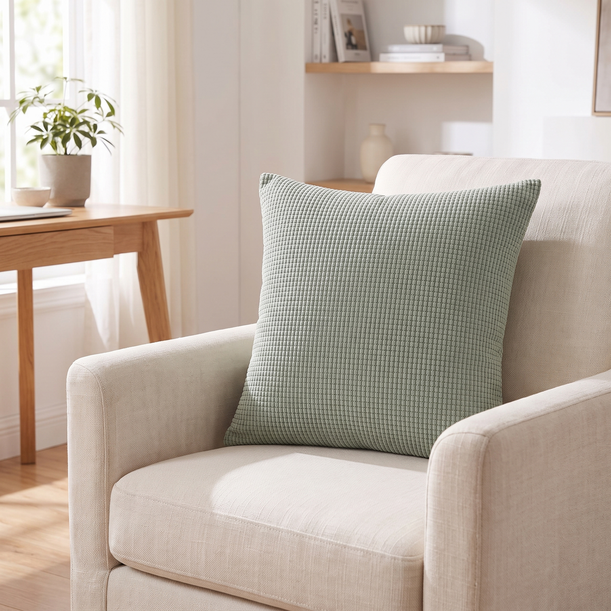 Chalk Cushion Case for Office in pea green