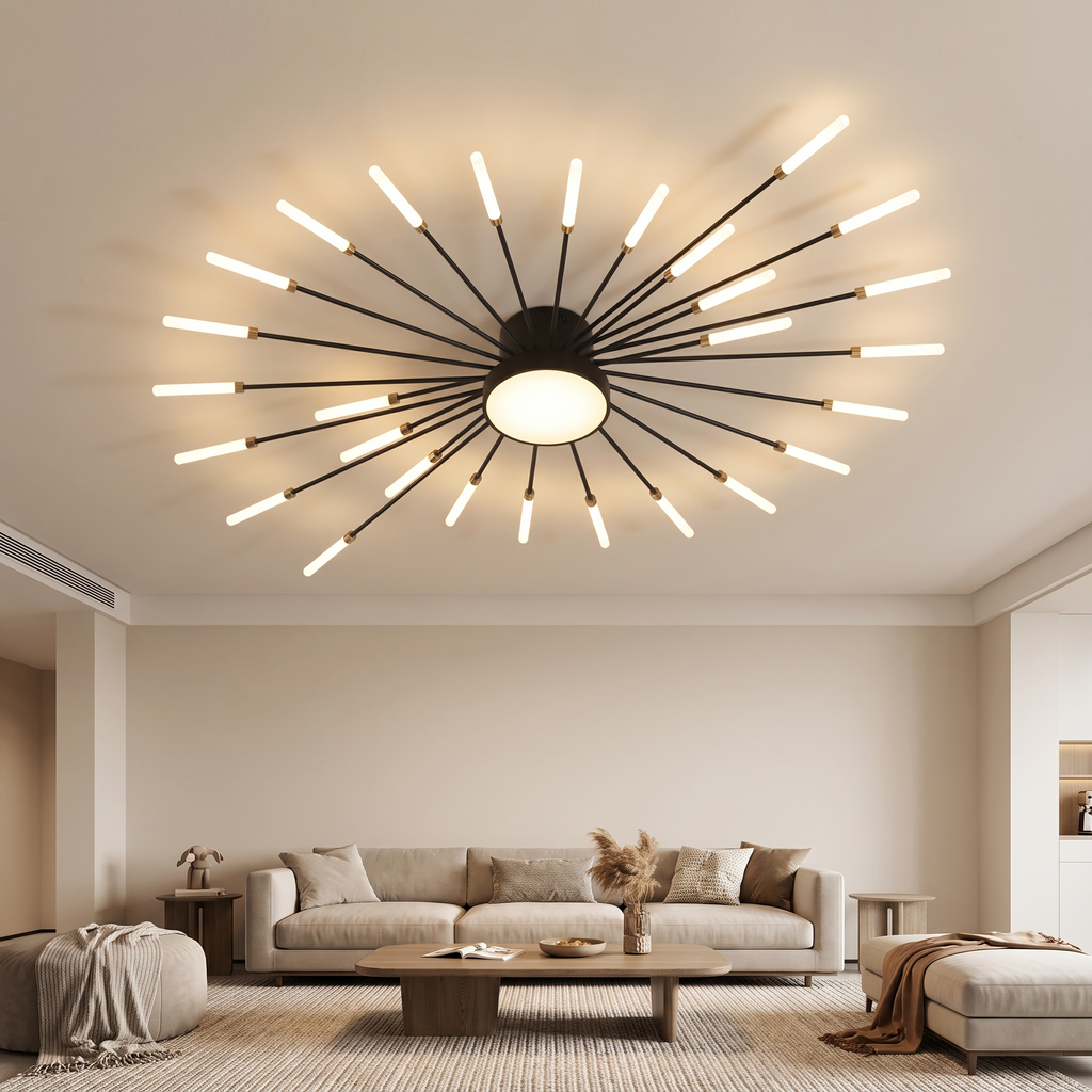 Pool Flush Ceiling Lamp for Bedroom in black swirl