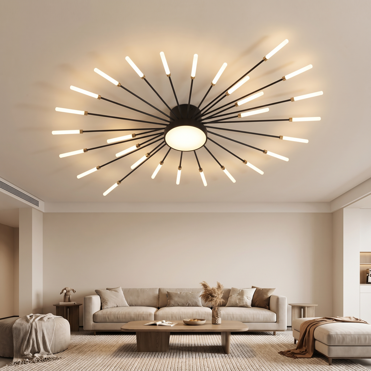 Pool Flush Ceiling Lamp for Bedroom in black swirl