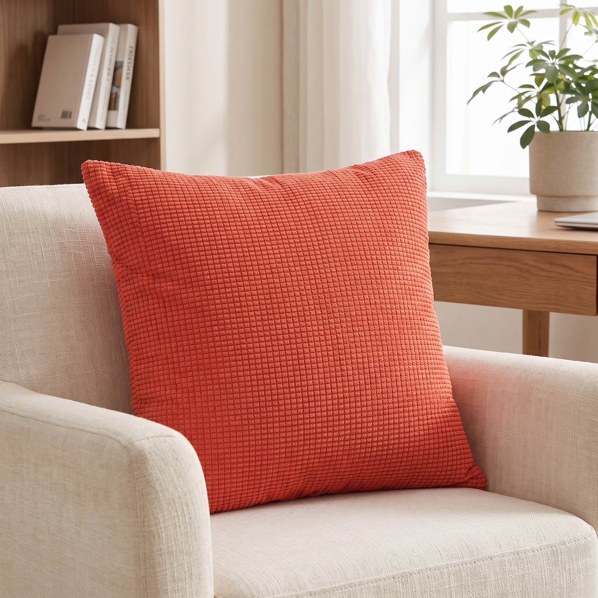 Chalk Cushion Case for Office in deep apricot