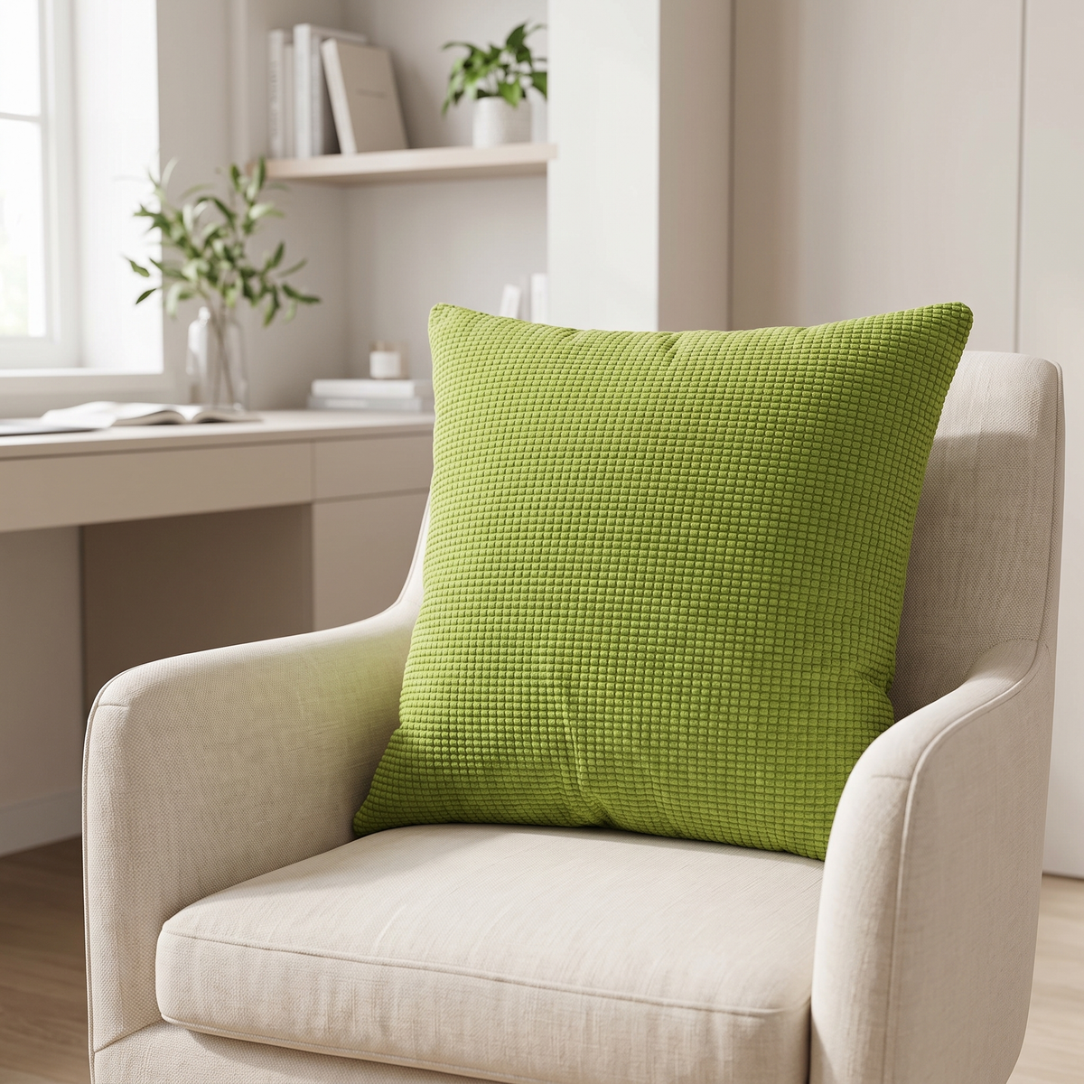 Chalk Cushion Case for Office in grass green