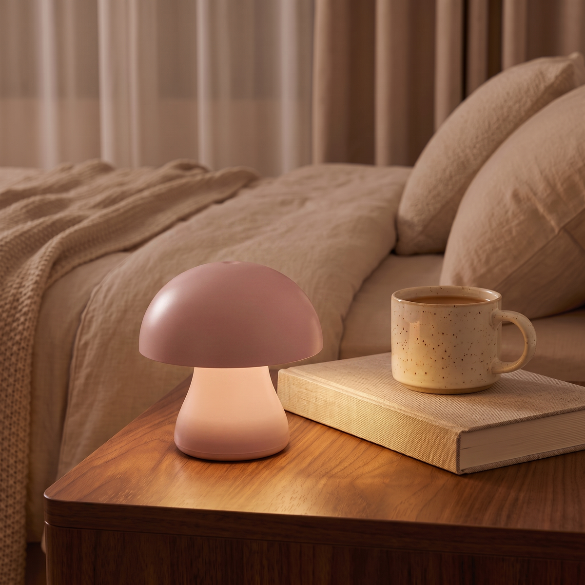 Rill Bedside Light for Bedroom in Pink