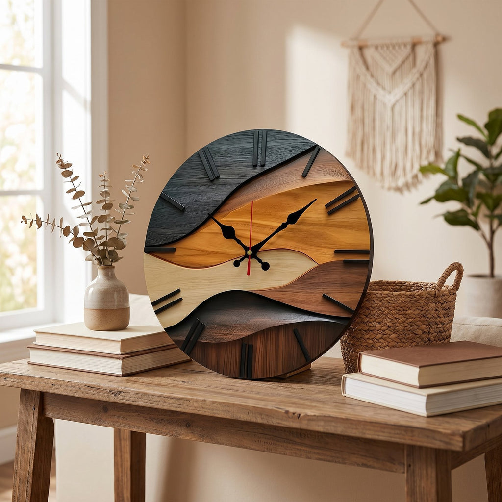 Modern Wall Clock | Birch Silent Clock for Living Room